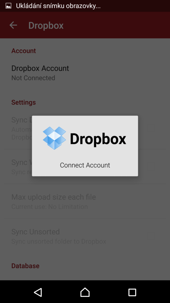Propojení s Dropboxem