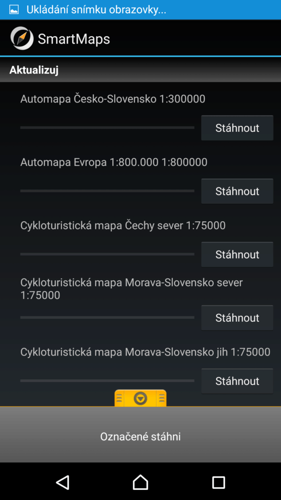 Stahování aplikačních dat a mapových podkladů