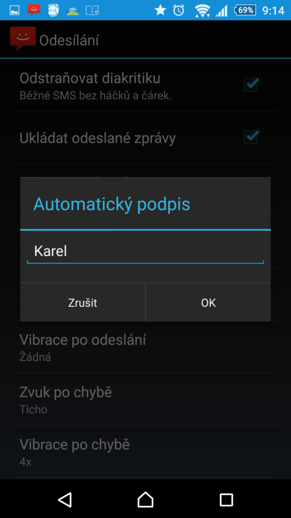 Nastavení odesílání