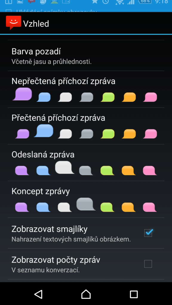 Nastavení vzhledu aplikace