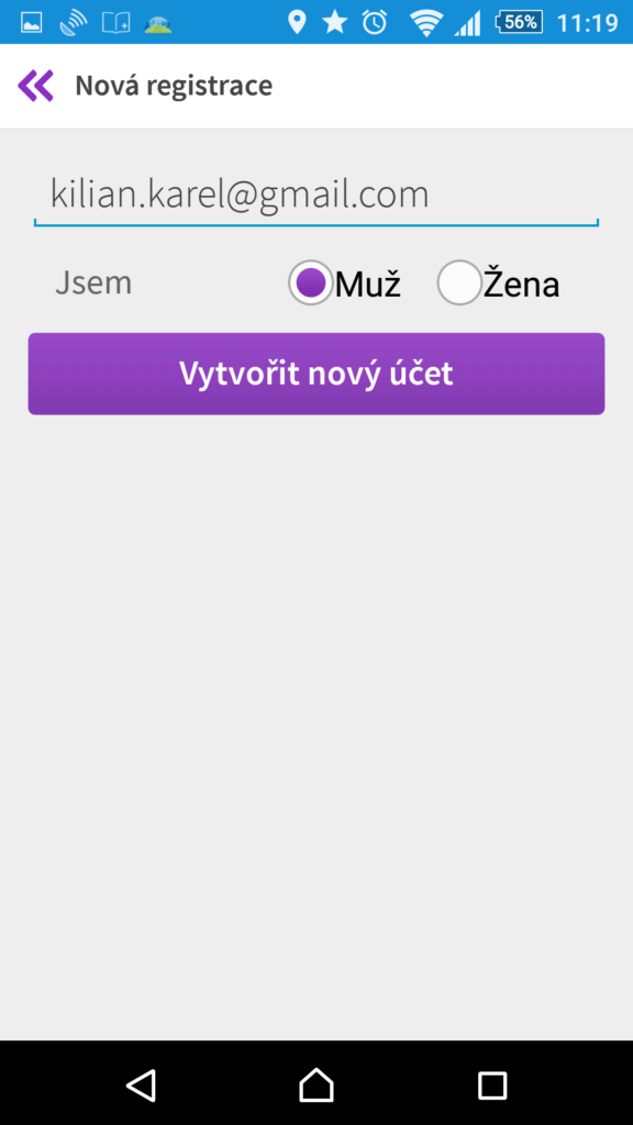Vytvoření účtu