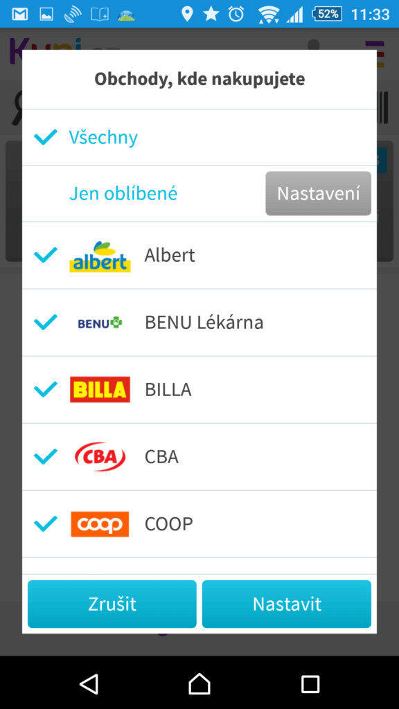 Výběr obchodů