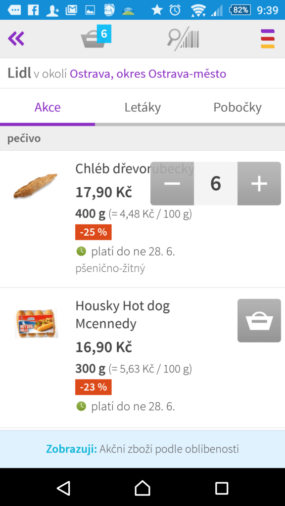 Zboží přidáte na seznam tlačítkem s košíkem