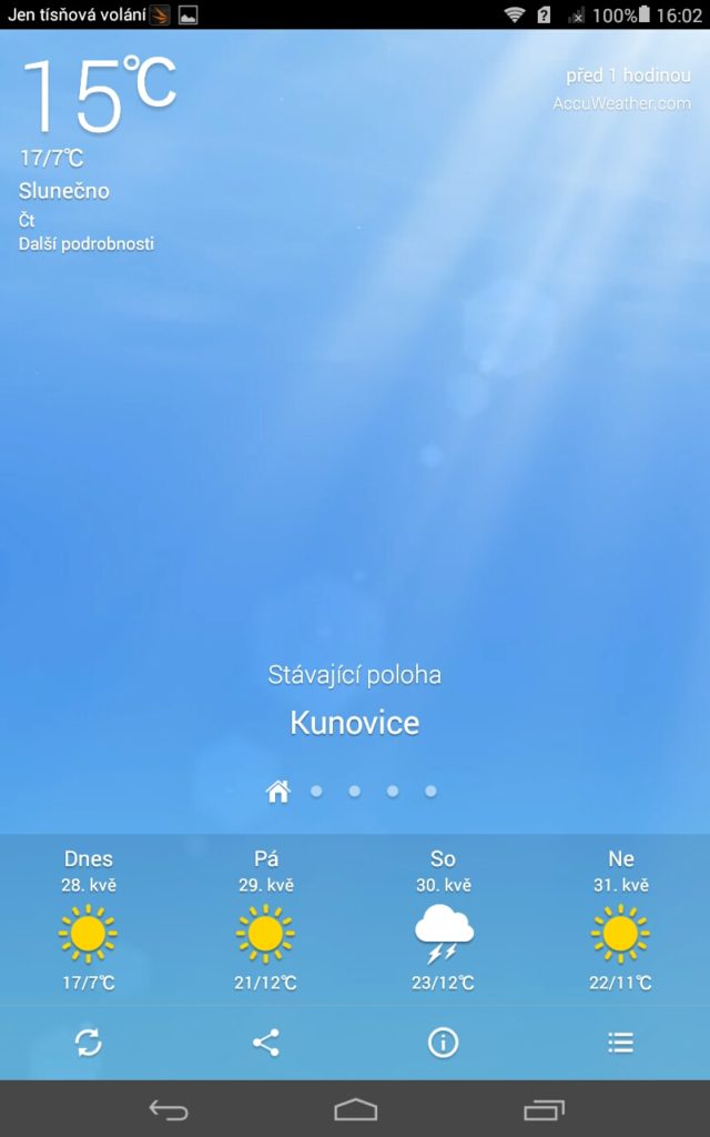 Huawei MediaPad T1 počasí