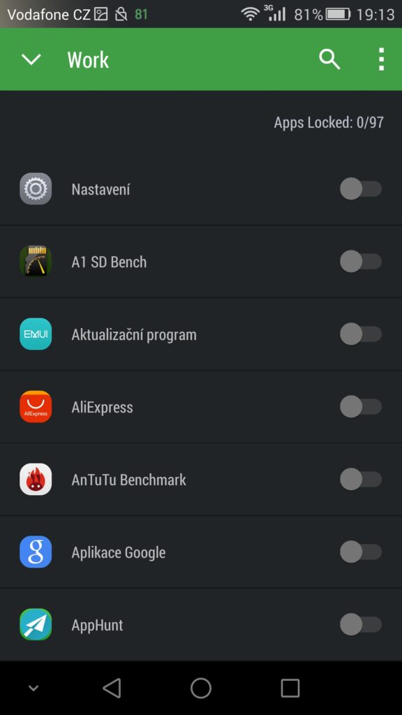 android aplikace Hexlock 2