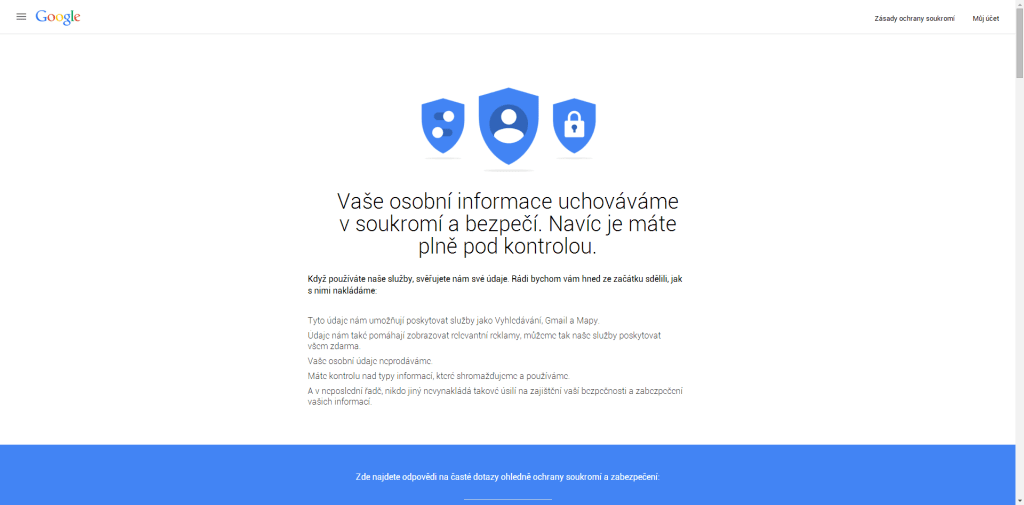 Odpovědi na otázky ohledně soukromí a bezpečnosti