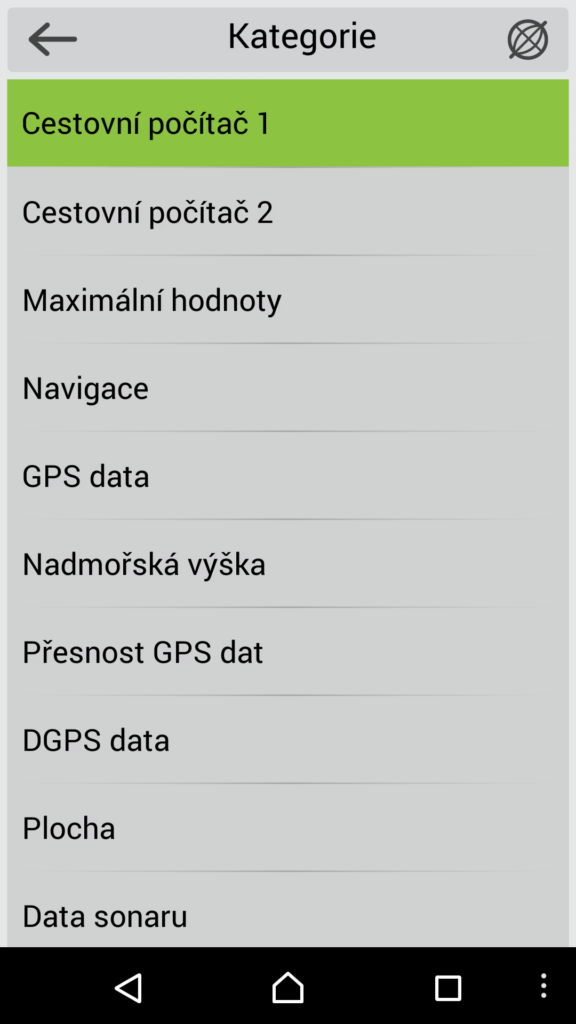 Výběr zobrazovaných informací