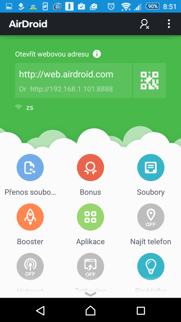 AirDroid - Android v počítači