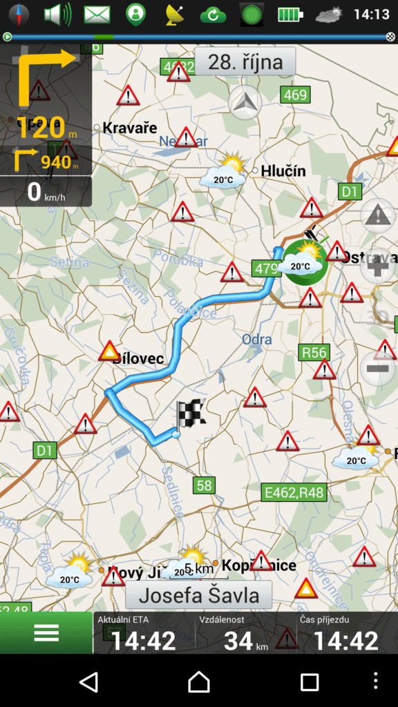 Navigace přes uzavřenou ulici Mariánskohorskou v Ostravě