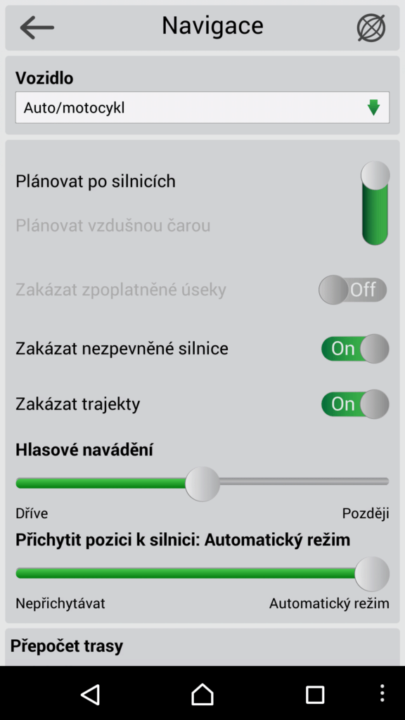 Sekce Navigace