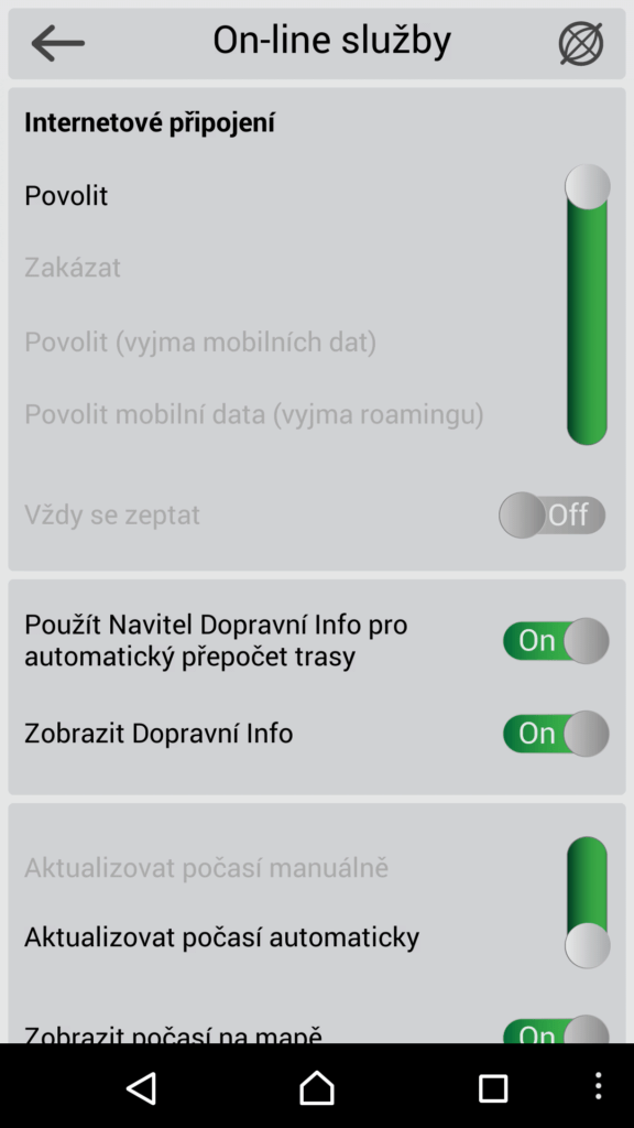 Sekce On-line služby