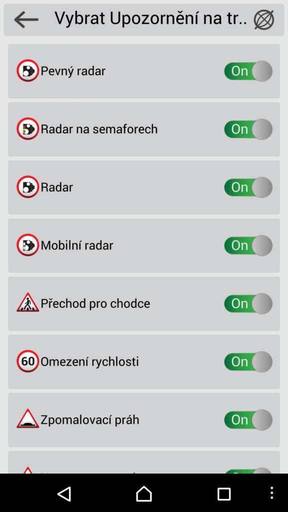 Upozornění na trase