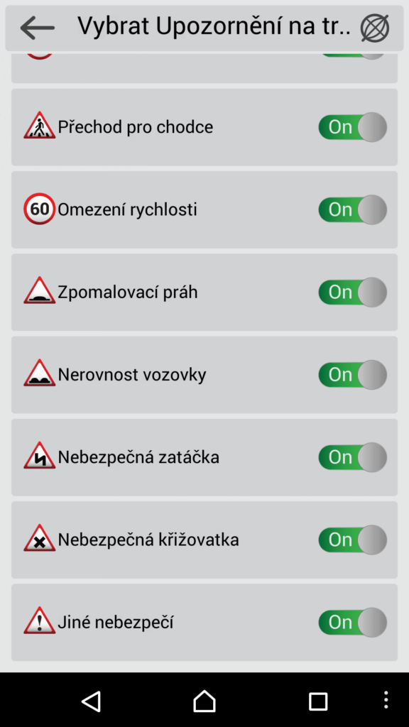 Upozornění na trase