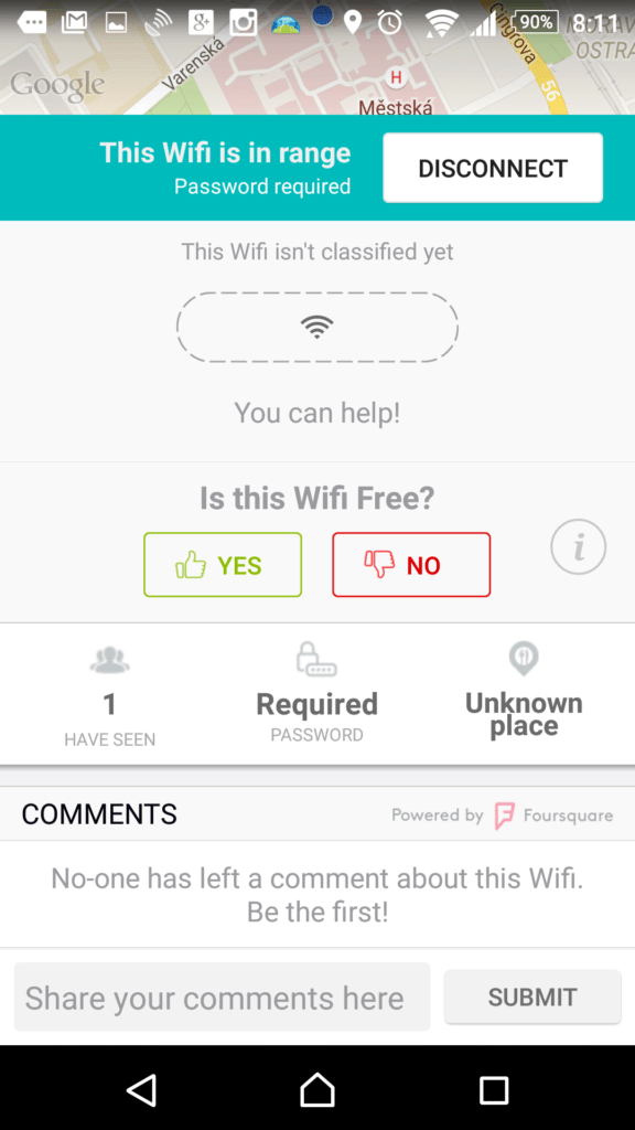 Informace o právě používané Wi-Fi