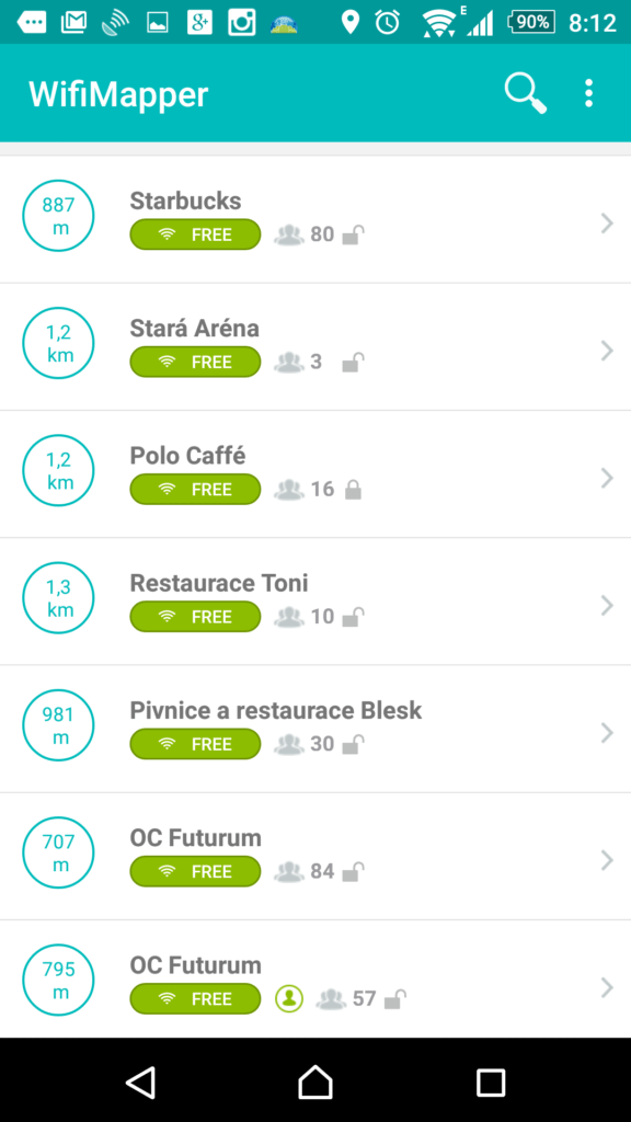 Seznam okolních Wi-Fi