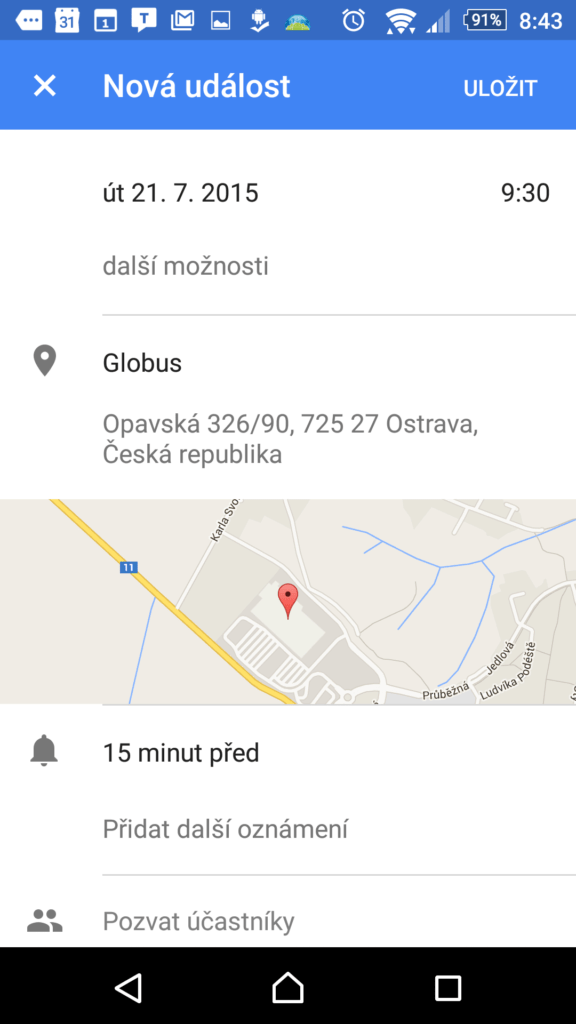 Zadávejte polohu událostí