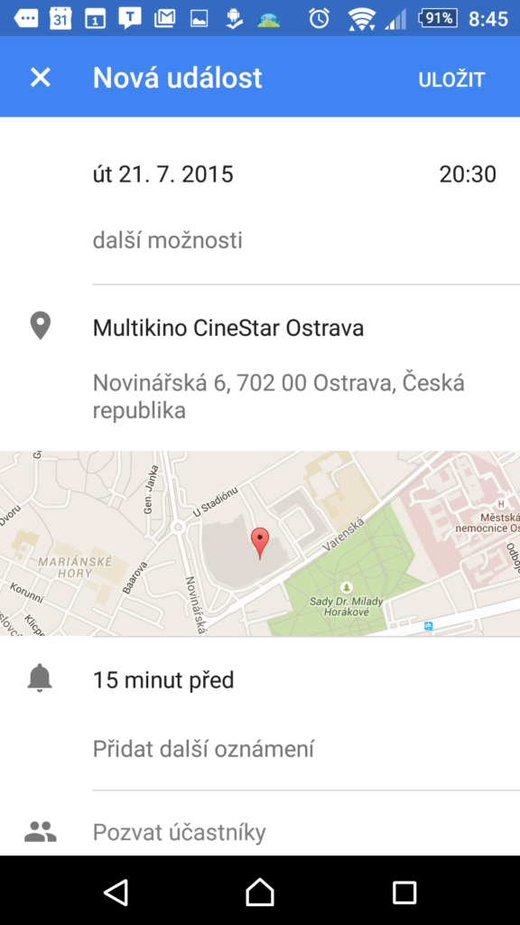 Zadávejte polohu událostí