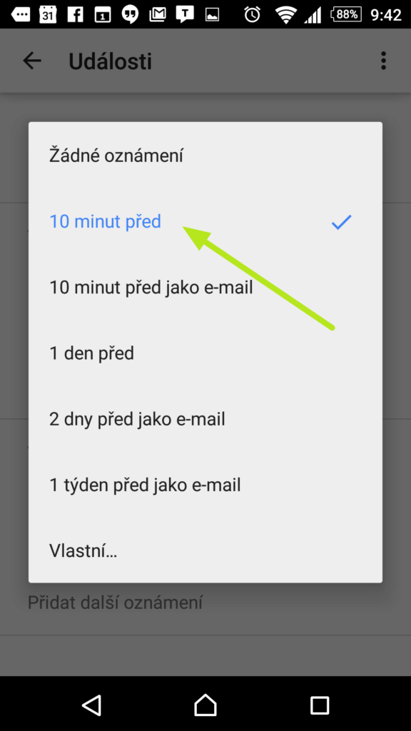 Nastavení upozornění