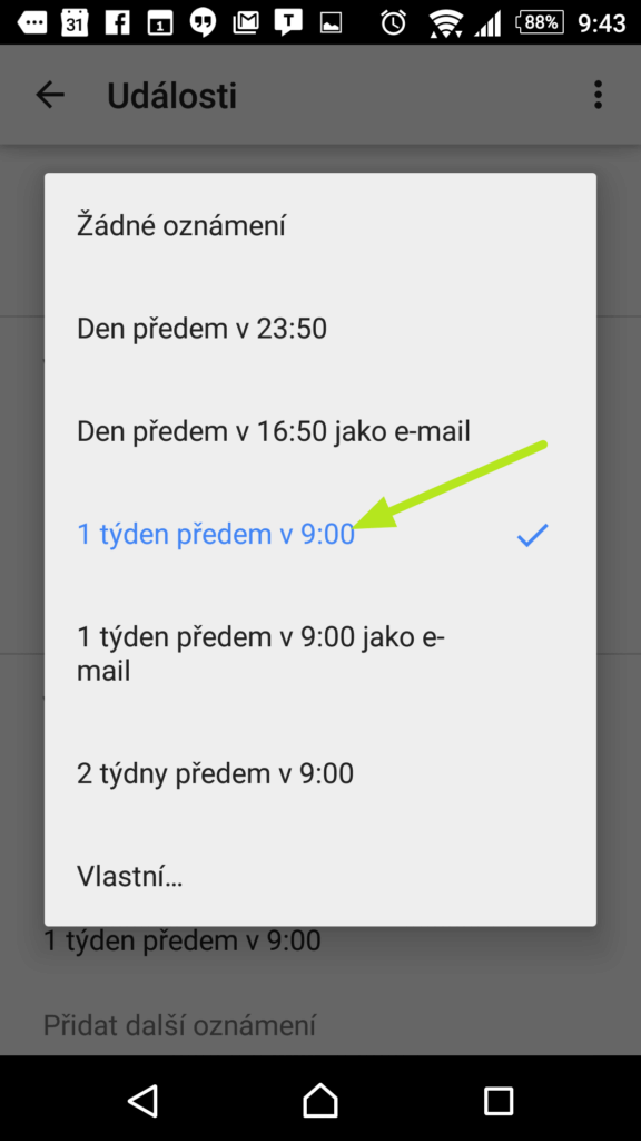 Nastavení upozornění