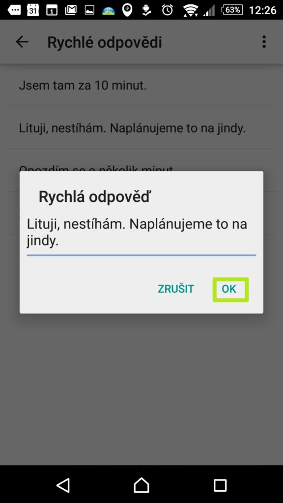 Upravte si rychlé odpovědi