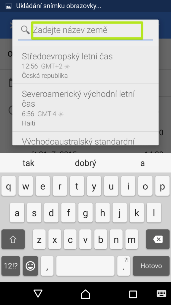 Zadání události v jiném časovém pásmu