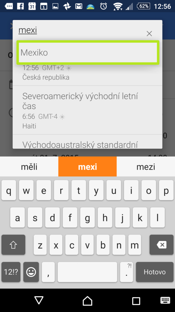 Zadání události v jiném časovém pásmu