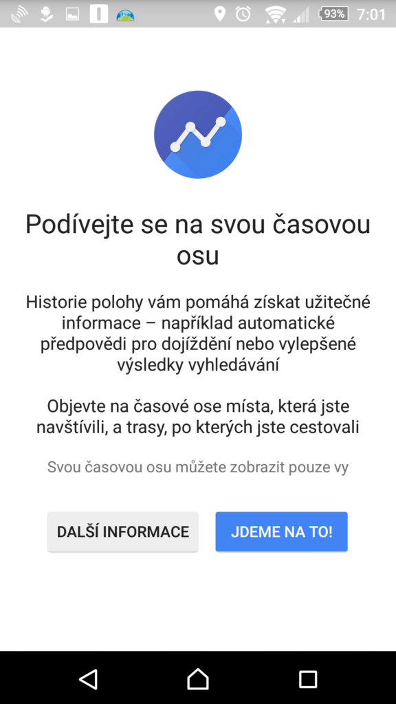 Časová osa v nové verzi Map Google