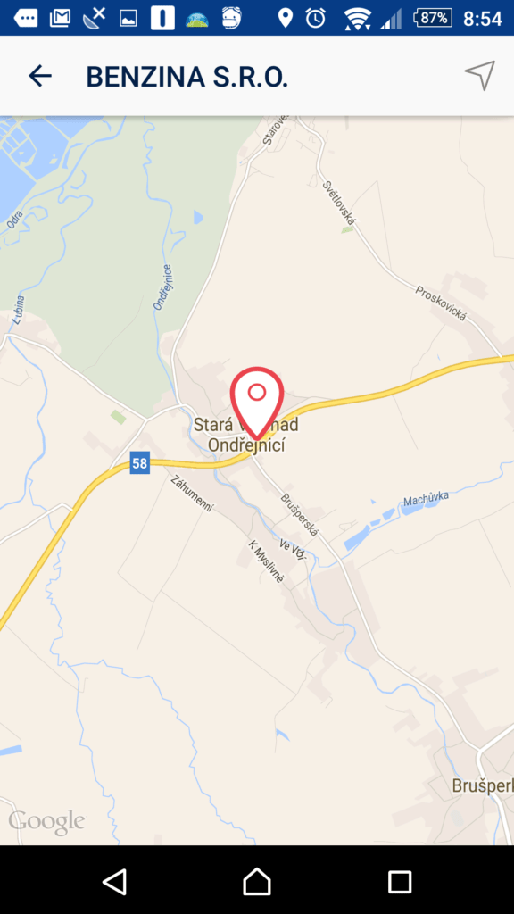 Zobrazení polohy v mapě
