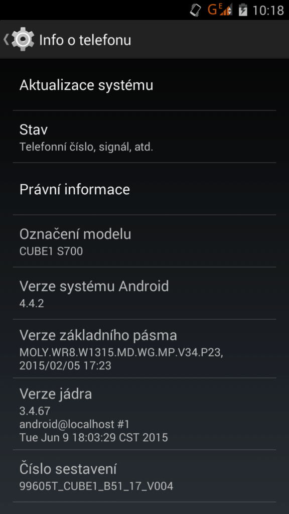 CUBE1 S700 Informace o telefonu