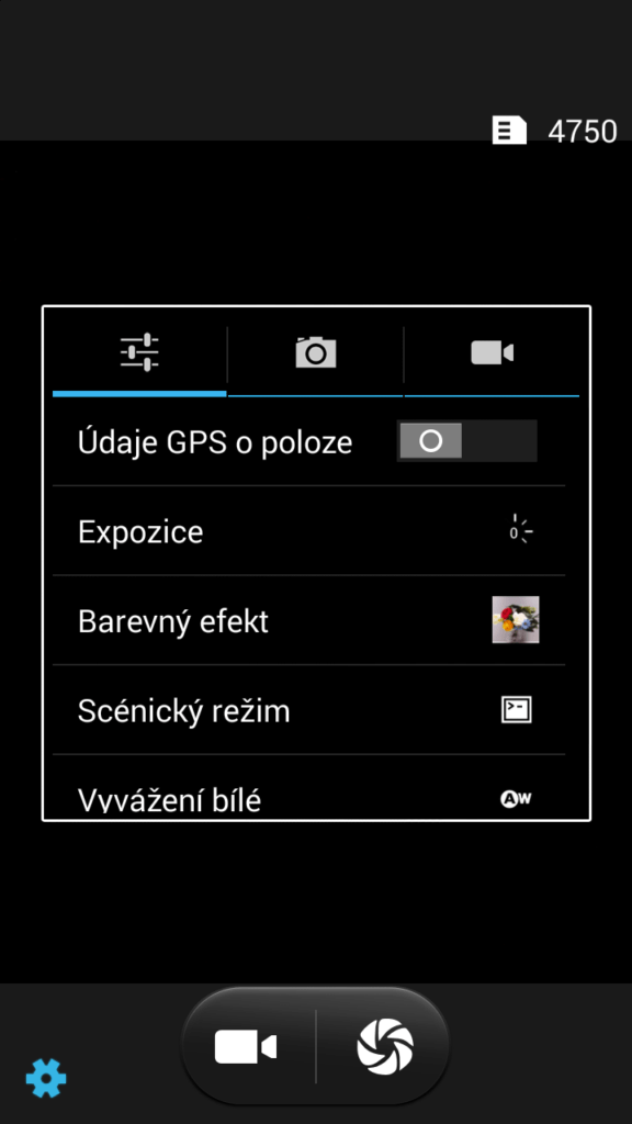 CUBE1 S700 Nastavení aplikace fotoaparátu