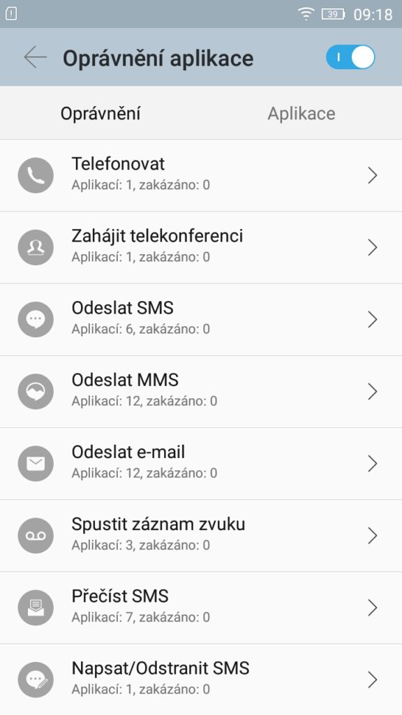 Lenovo A7000 oprávnění