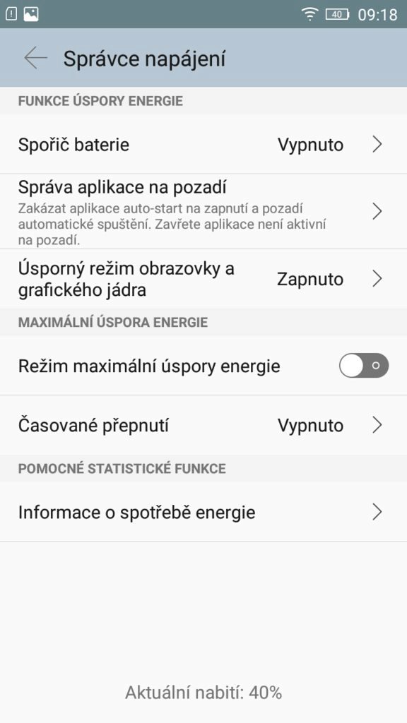 Lenovo A7000 správce napájení