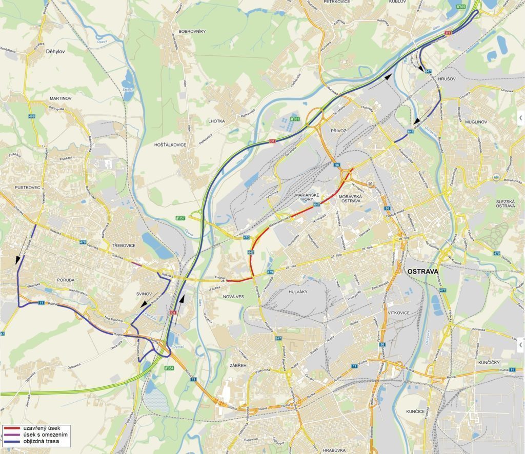 Oficiální mapa s uzavírkou