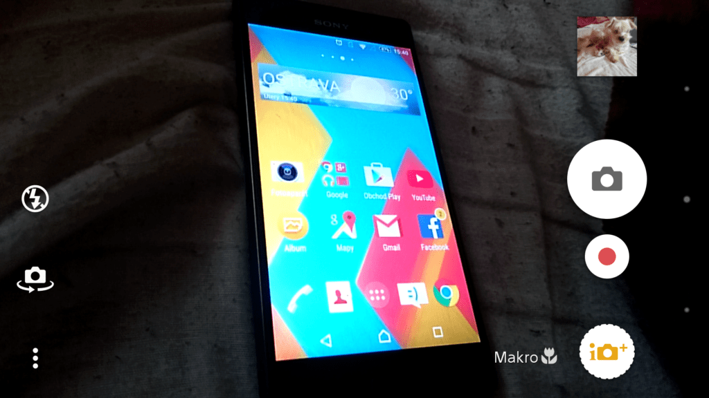 Sony Xperia Z3 aplikace fotoaparát
