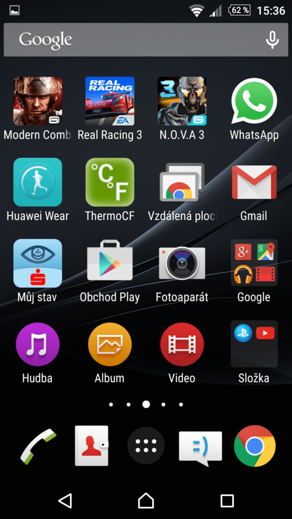 Sony Xperia Z3 hlavní plocha