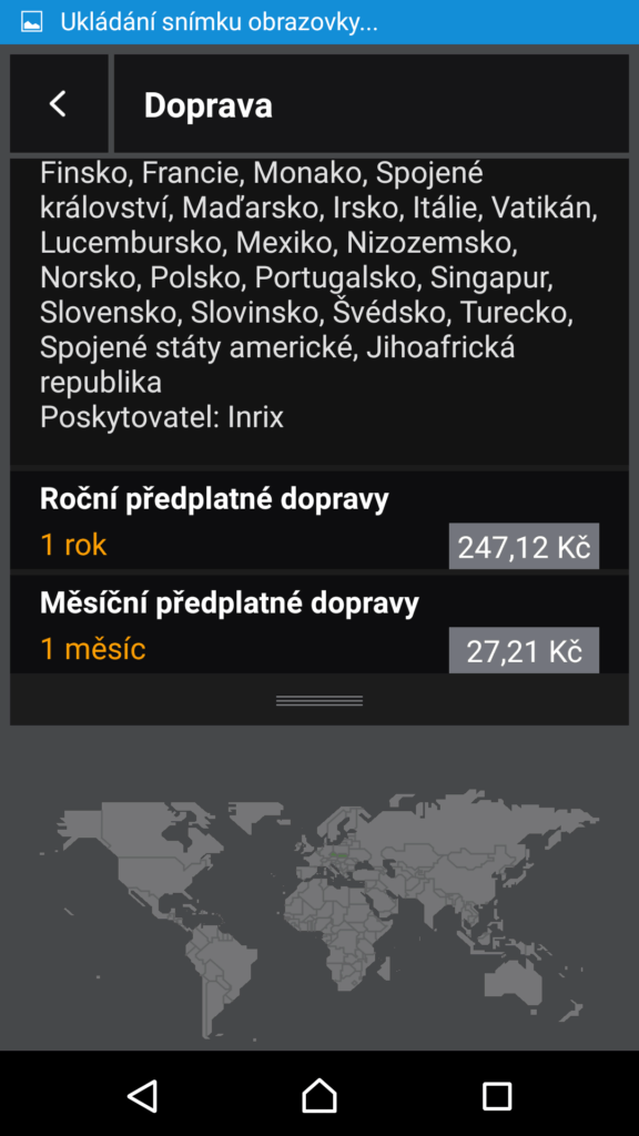 Zakoupili jsme měsíční předplatné dopravních informací
