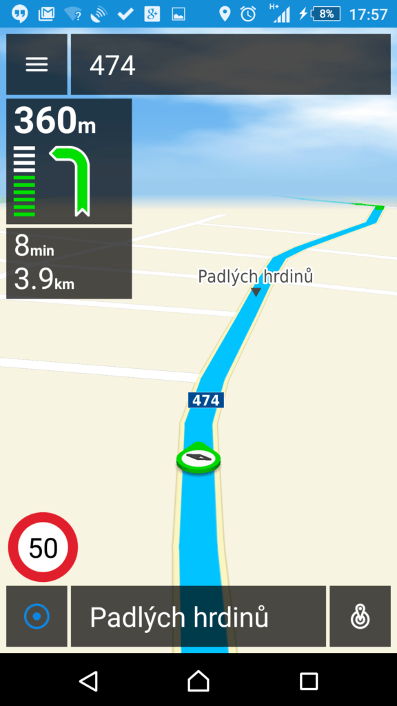 NACESTY během navigace