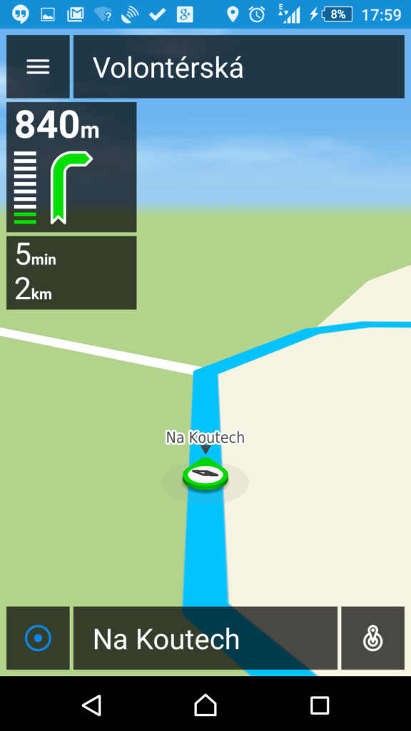 NACESTY během navigace