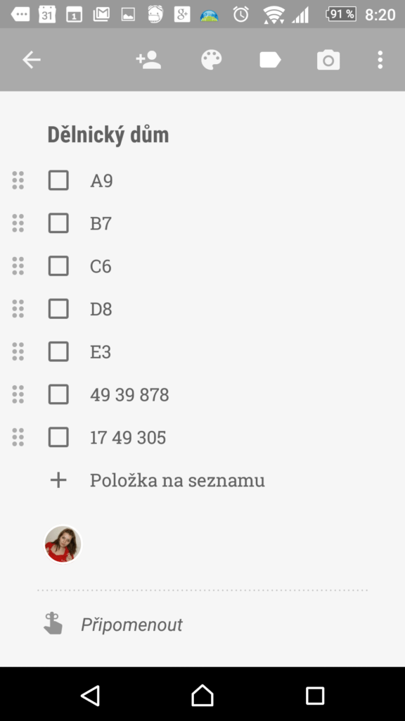 Poznámky a seznamy Google Keep