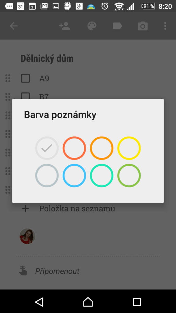 Poznámky a seznamy Google Keep