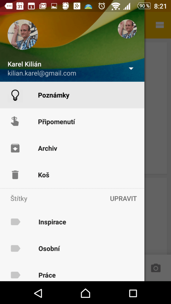Poznámky a seznamy Google Keep