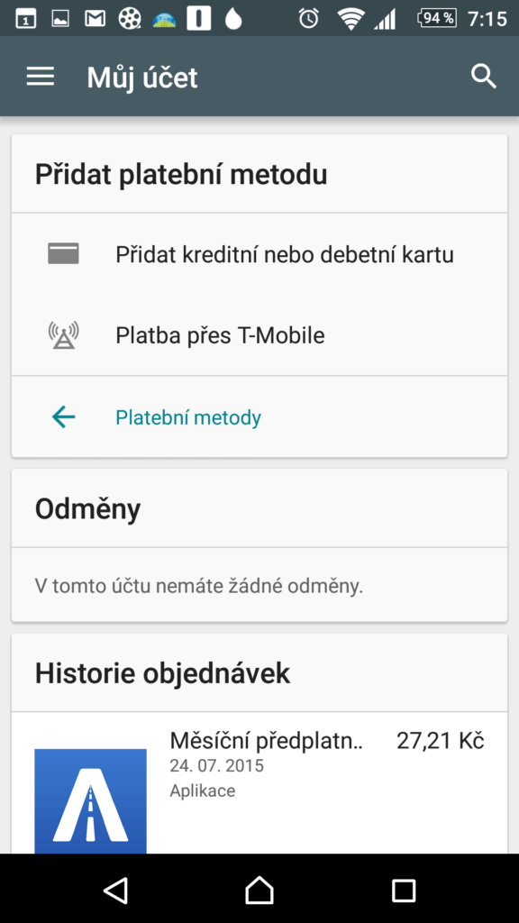 Přidání platební metody