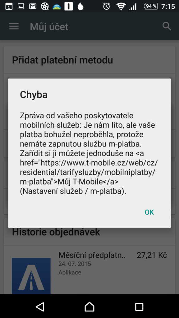 Platba přes operátora