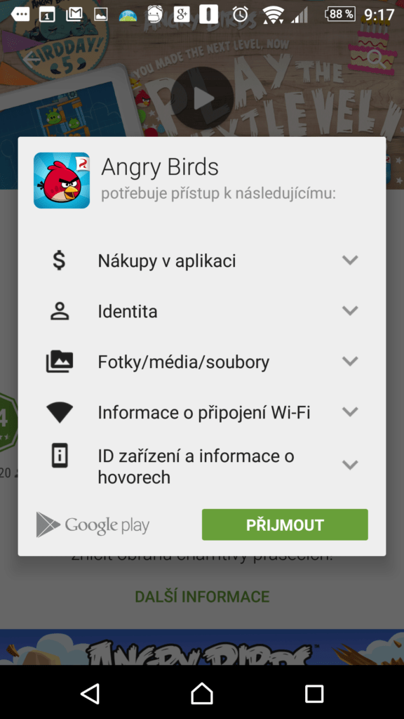 Kontrola požadovaných oprávnění