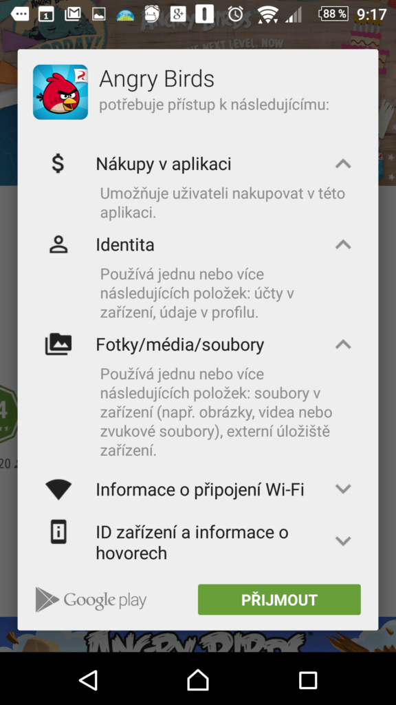 Kontrola požadovaných oprávnění