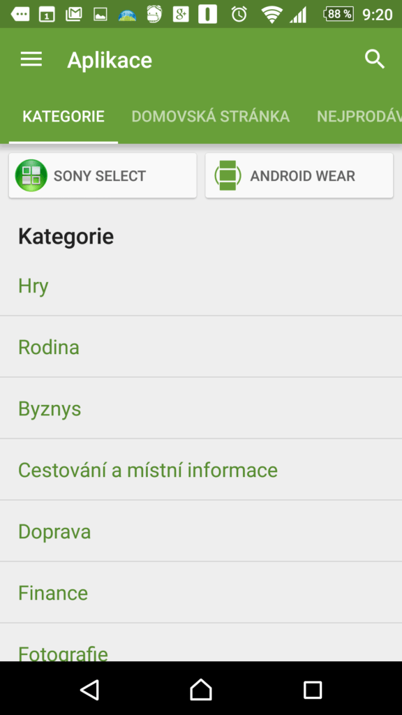 Kategorie aplikací