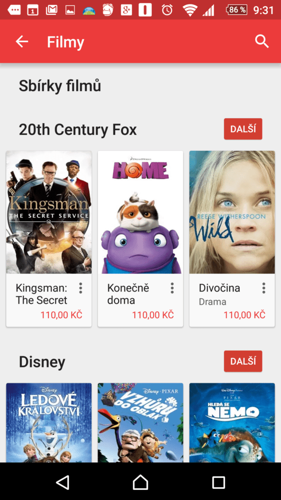 Nabídka filmů podle studií