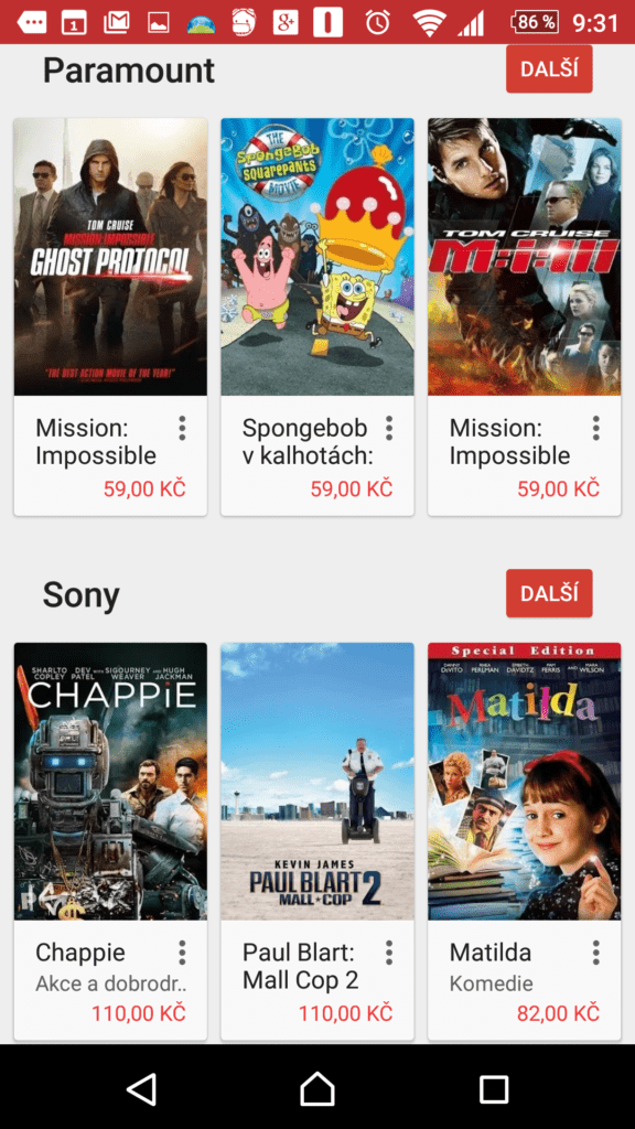 Nabídka filmů podle studií