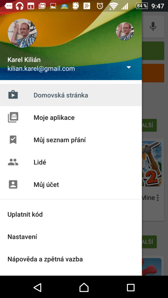 Postranní nabídka