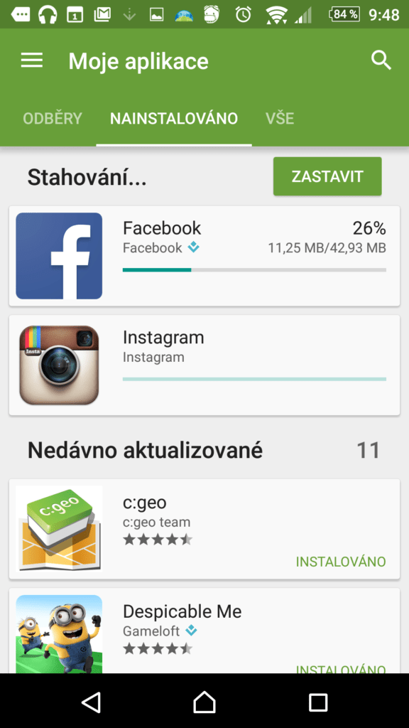 Aktualizace aplikací
